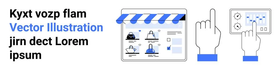 Online Store Interface with User Interaction and Data Visualization Represe.. 스톡 일러스트