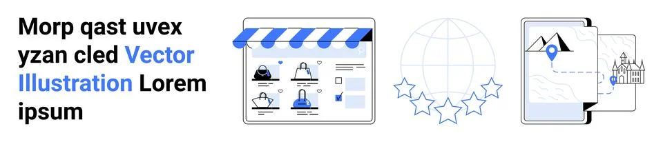 Online store interface with user profiles, global rating system with stars an Stock Illustration