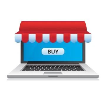 Online store laptop Stock Illustration
