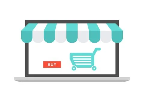 Online Store, laptop Stock Illustration