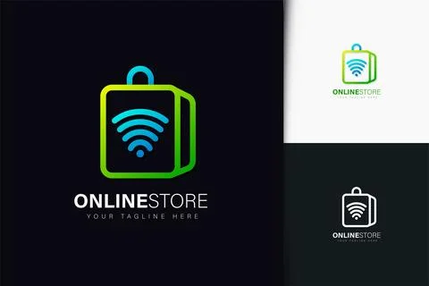 Online store logo design with gradient Stock Illustration