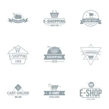 Online store logo set, simple style Illustrazione stock