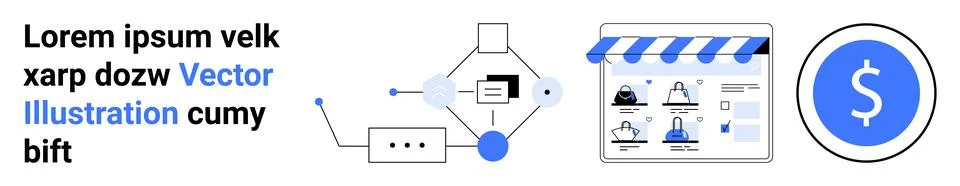 Online Store Setup with Technology Integration and Financial Growth Icon Stock Illustration