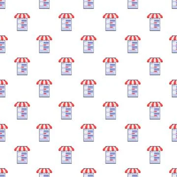 Online store storefront icons creating seamless pattern Illustrazione stock
