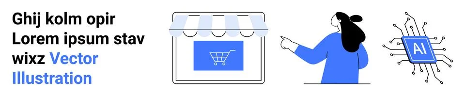 Online Storefront and Artificial Intelligence Concept Stock Illustration