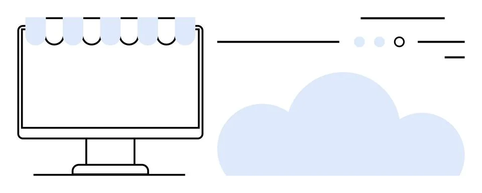 Online Storefront with Cloud Computing Services Emphasizing E-Commerce Solu.. Illustrazione stock