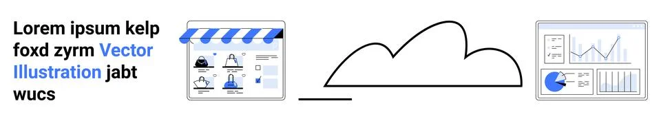 Online Storefront with Cloud Integration and Data Analytics Dashboard Stock Illustration