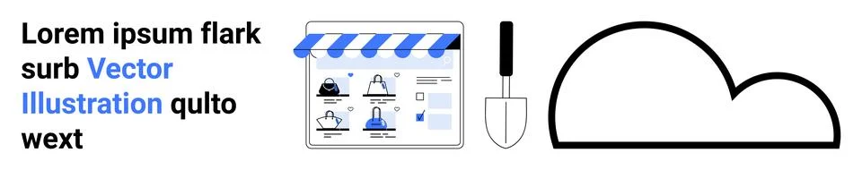 Online Storefront with Cloud Storage and Gardening Tools Integration Concept Illustrazione stock