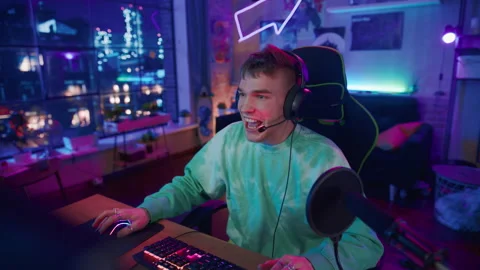 Online Streamer Playing Video Game Stock Footage 187541409