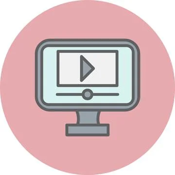 Online Streaming Line Filled Circle Icon Stock Illustration