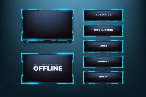 Online streaming overlay and screen interface decoration. Live gaming overl.. Illustrazione stock