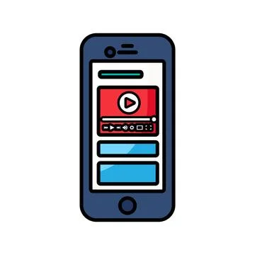 Online streaming question poll video player interface outline icon Stock Illustration