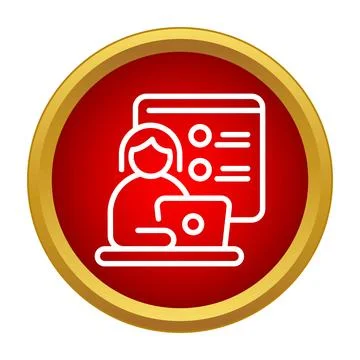 Online student learning remotely with laptop webinar icon 스톡 일러스트