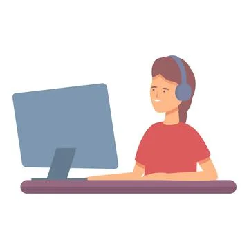 Online study call icon cartoon vector. Kid child Stock Illustration