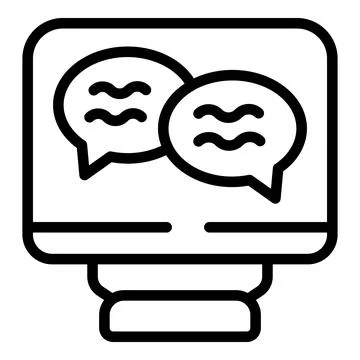 Online study chat icon outline vector. Homework help Stock Illustration