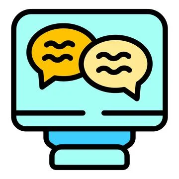 Online study chat icon vector flat 스톡 일러스트
