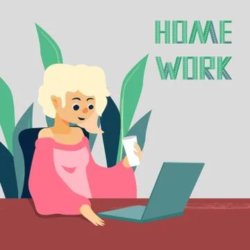 Online study emblem with Homework text on grey backdrop for social banner. Stock Illustration