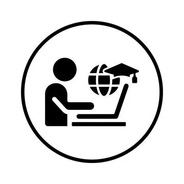 Online, Study icon. Black vector Illustration. 스톡 일러스트