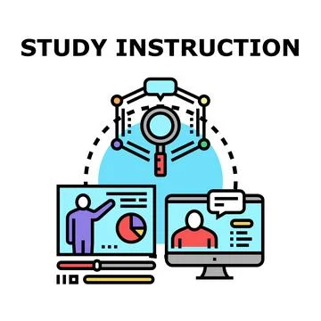 Online study instruction and e learning education concept Stock Illustration