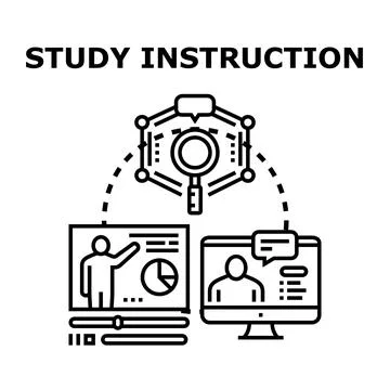 Online study instruction and e learning education concept Stock Illustration