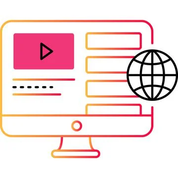 Online study outline icon vector pc education app Stock Illustration