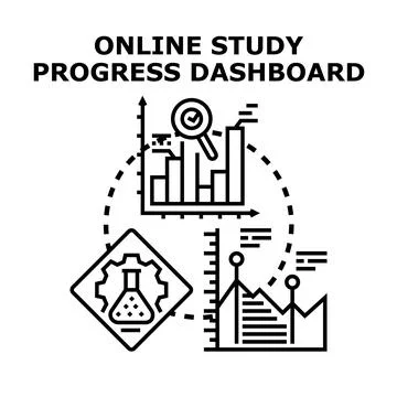 Online study progress dashboard analyzing e learning data 스톡 일러스트