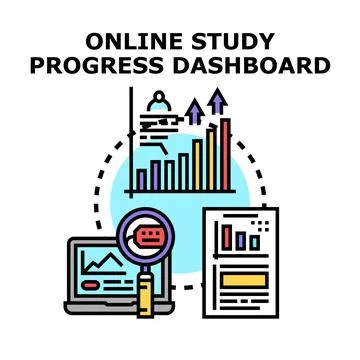 Online study progress data dashboard concept Stock Illustration