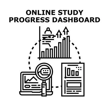 Online study progress data dashboard concept Stock Illustration