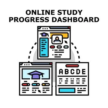 Online study progress digital dashboard for education Stock Illustration