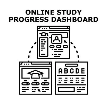 Online study progress digital dashboard for education Stock Illustration