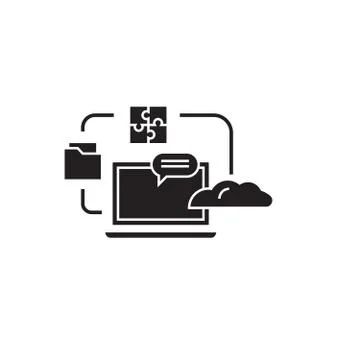 Online study skills black vector concept icon. Online study skills flat 스톡 일러스트