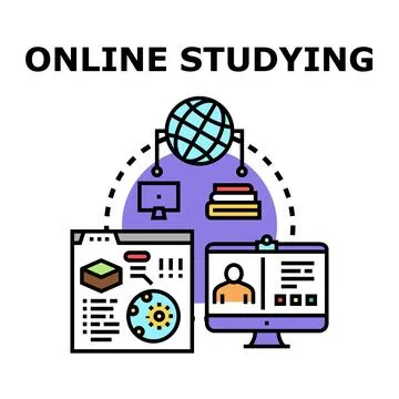 Online studying concept with global e learning connecting students Stock Illustration