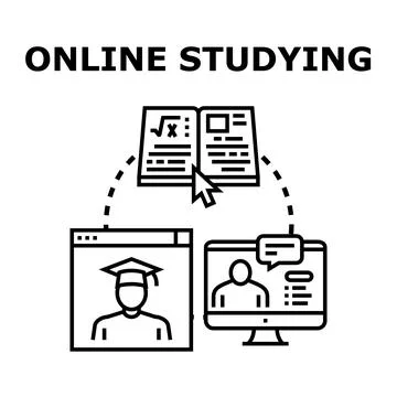 Online studying e learning education distant education concept Illustrazione stock