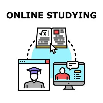 Online studying e learning education distant education concept Illustrazione stock
