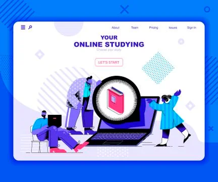 Online studying landing page vector template. Stock Illustration