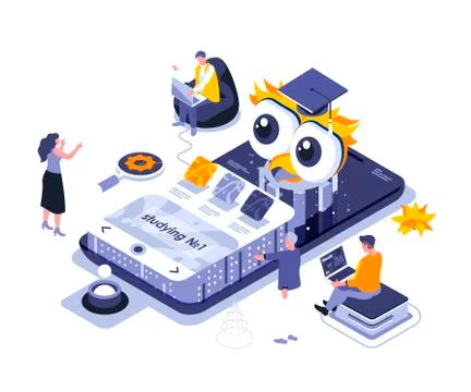 Online studying landing page vector template. Stock Illustration