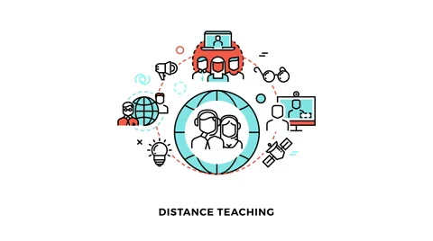 Online studying linear animation concept Stock Footage 66662196