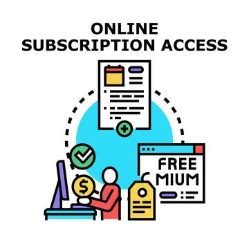 Online subscription access to digital content and services Stock Illustration