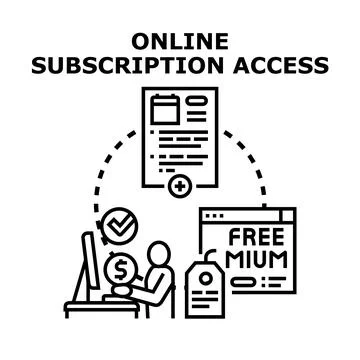 Online subscription access to digital content and services Stock Illustration