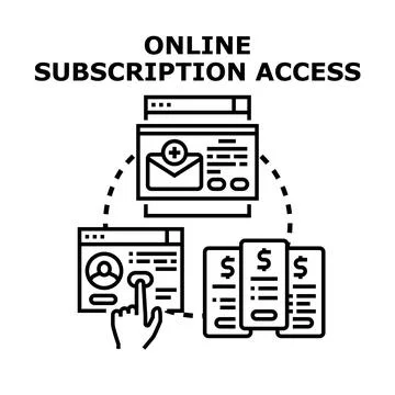 Online subscription access using digital service platforms Stock Illustration