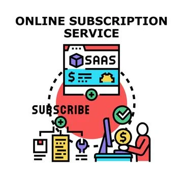 Online subscription service model for software business Stock-Illustration