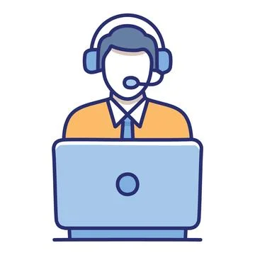 Online support agent illustration. Simple, colorful icon depicting a suppor.. Illustrazione stock