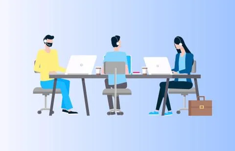 Online Support and Internet Security Operators Stock Illustration