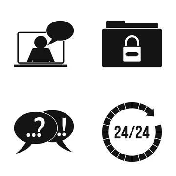 Online support chat, data security, problem solving, 247 service Stock Illustration