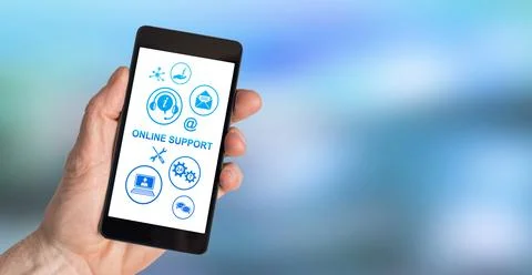 Online support concept on a smartphone Фото