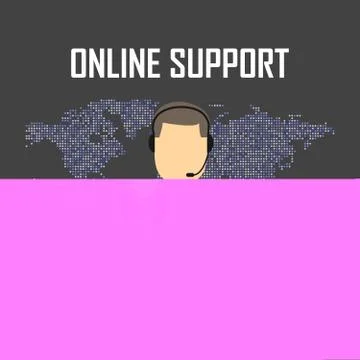 Online support concept vector illustration. Man with headphone and laptop i.. Stock Illustration