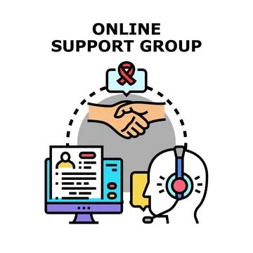 Online support group offering virtual assistance and community connection イラスト素材