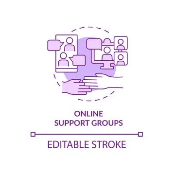 Online support group purple concept icon イラスト素材