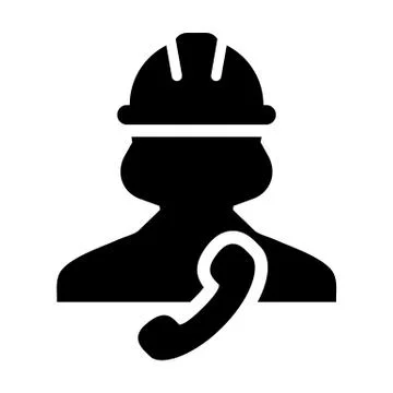 Online Support icon vector female construction service worker person Stock Illustration