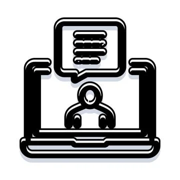 Online support interaction using laptop abstract illustration イラスト素材